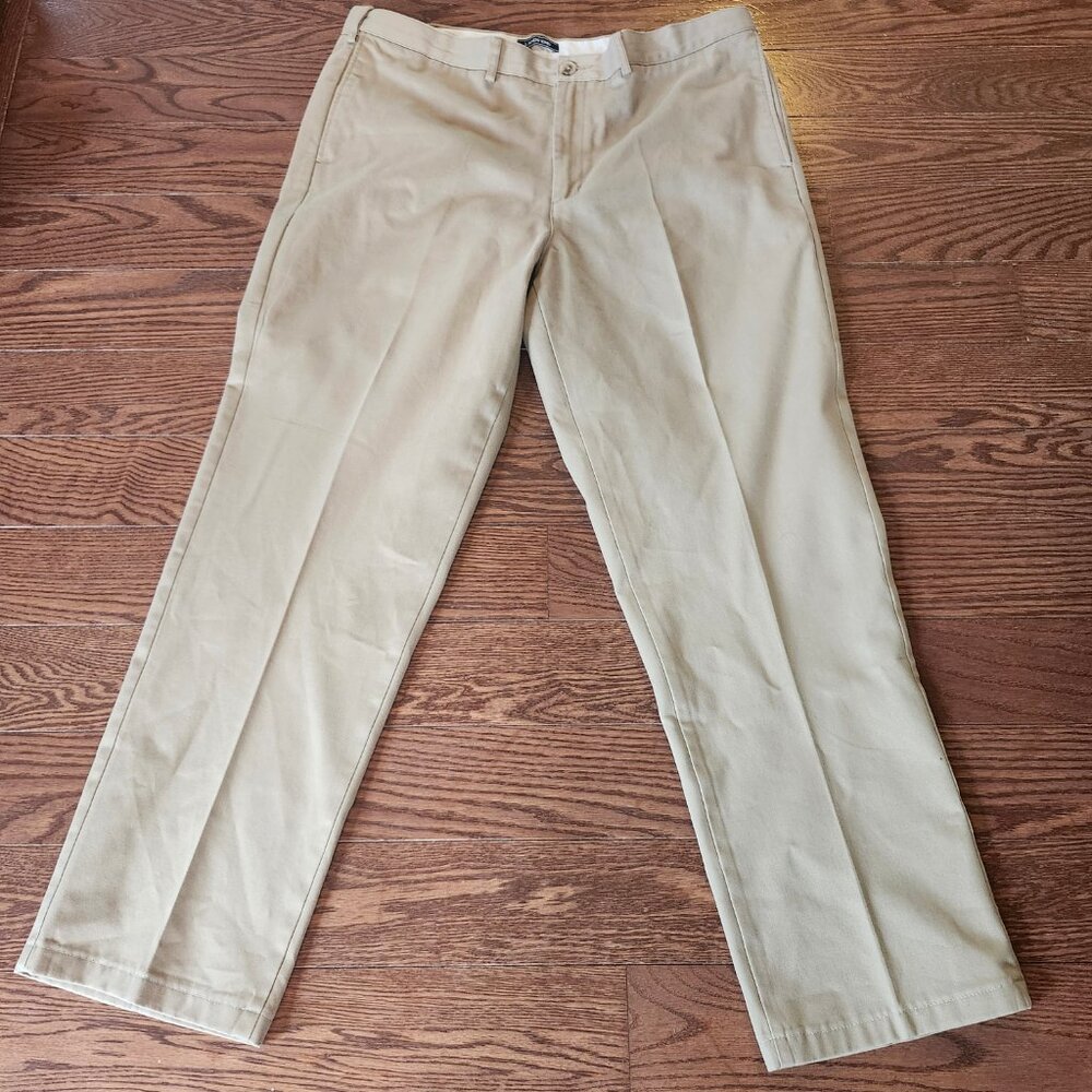 Land's End Men's Beige Dress Pants Sz 40 Traditional Fit Cotton Chinos Work Casu